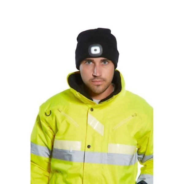 Dubbel LED uppladdningsbar mössa - Portwest - Svart - 100% akryl - 150 lumen - Unisex Svart