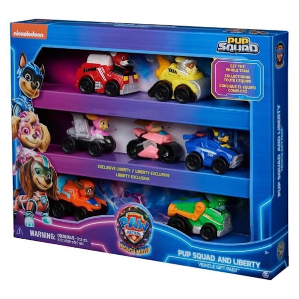 Box set med 7 Paw Patrol Pup Squad-fordon - The Super Patrol The Movie Flerfärgad