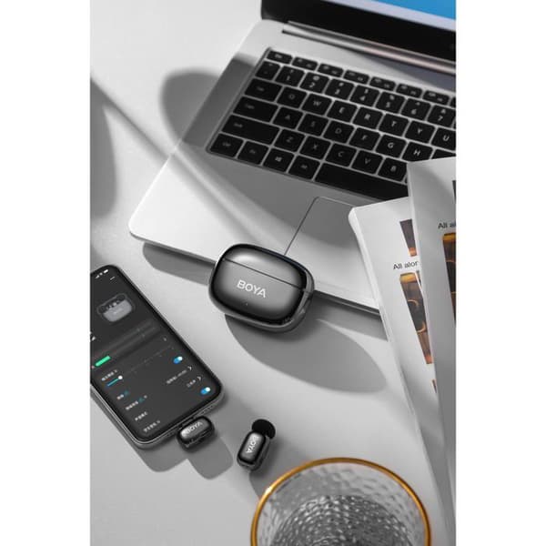 Boya Mini 2-02 trådlös slipsnål-mikrofon USB-C, svart