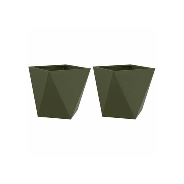 Stålplanteringslåda - vidaXL - Olivgrön - 40x40x40 cm - Pack om 2 - Montering krävs - Väderbeständig