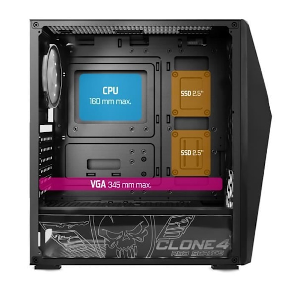SPIRIT OF GAMER - Clone 4 ARGB Gamer PC-fodral - Mid-Tower ATX, Micro-ATX, ITX