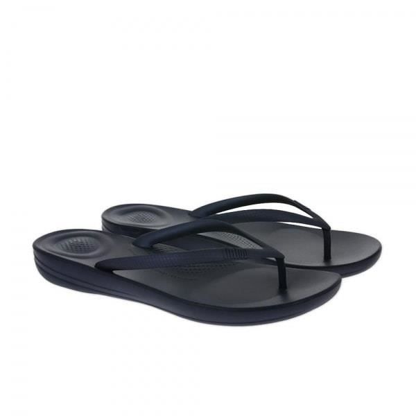 FitFlop iQushion ergonomiska flip flops för män - Svart - Midnight marinblå - Gummi - Bekväm och lätt midnatt flottan 44