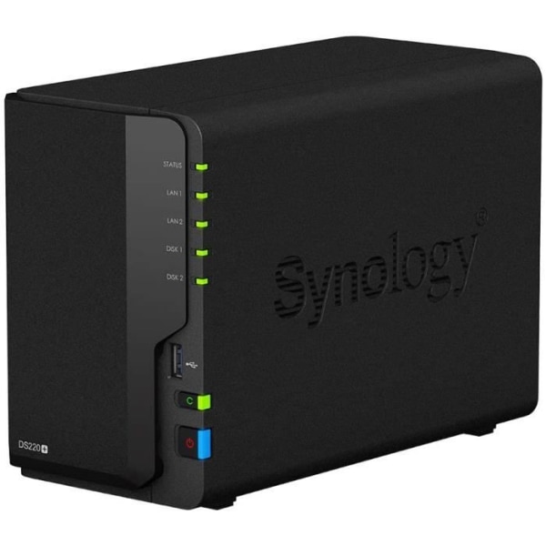 Synology DS220+ 4TB 2-Bay Desktop NAS-lösning, installerad med 2x 2TB Western Digital Red Drives -