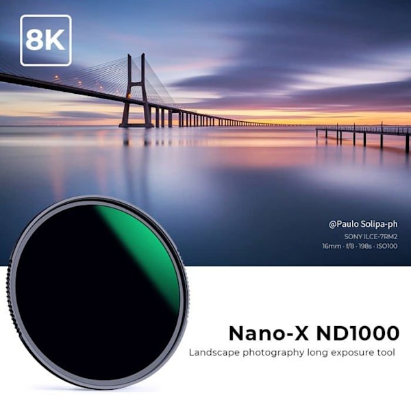 Ocular - videofilmsfilter K-f koncept - KF01.978 - Nano-X ND1000 Gråfilter med 10 stopp, neutralt ND-filter 82 mm