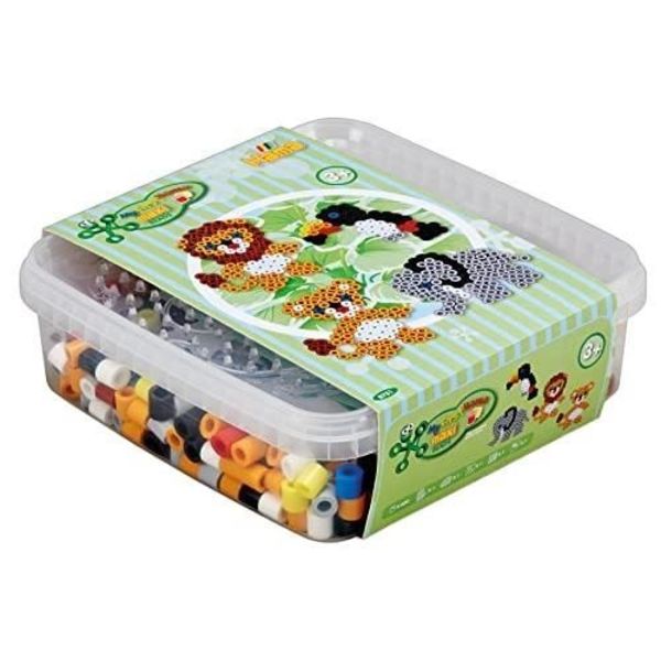 HAMA Animal Box - 600 pärlor och 2 tallrikar - strykpärlor för barn från 3 år och uppåt