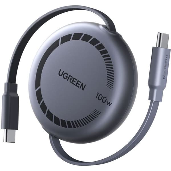 USB-C-kabel - UGREEN - Retractable USB-C till USB-C PD-kabel - 100W - 1 m - Svart