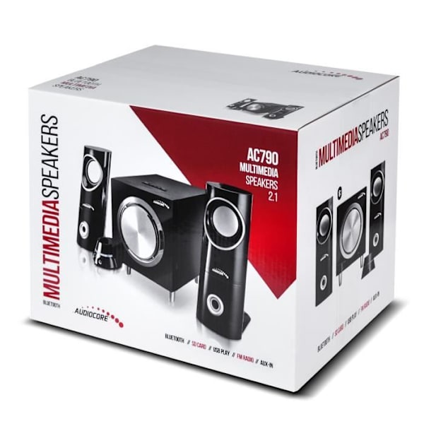 Audiocore Speaker Set 15W (RMS) Subwoofer Radio Bluetooth AUX SD USB Svart