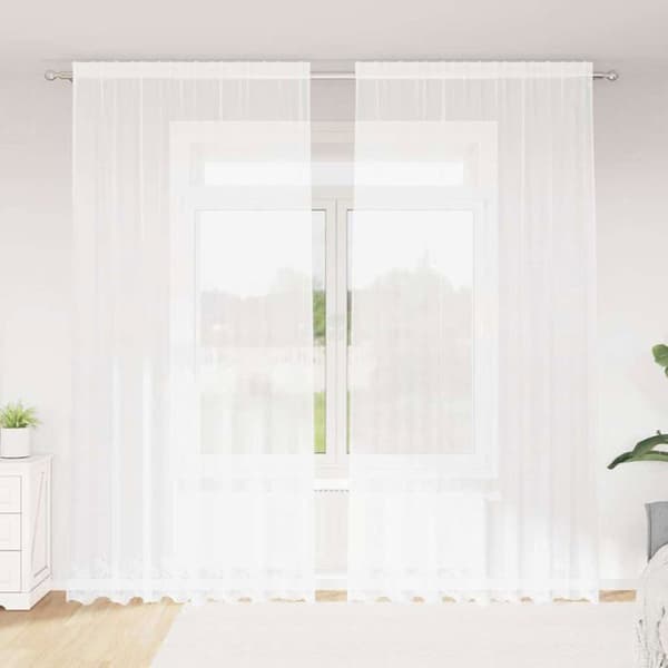 Spetsgardin - vidaXL - Vit - Enfärgad - Polyester - 280x200 cm - Lätt - Maskintvättbar vid 40°C