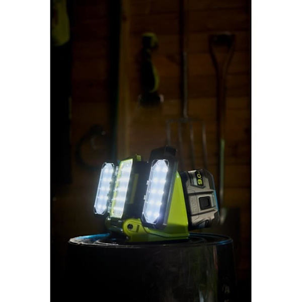 RYOBI - Trippel LED-ljuspanel 18V ONE+ Hybrid - 3 intensiteter - 360° sidopaneler, 130° centralpanel - RLPH18-0 Grön / Träkol