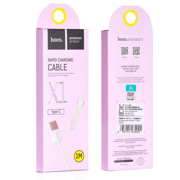 Data kabel - HOCO - Rapid (X1) - 1 m - Snabbladdning 2,4A - Laddning och dataöverföring
