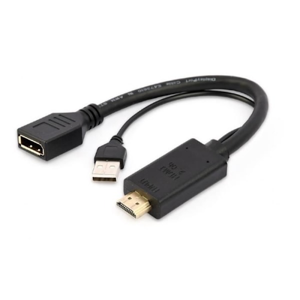 GEMBIRD videokabel och adapter - HDMI typ A (standard) till DisplayPort + USB typ-A - 0,1 m - svart