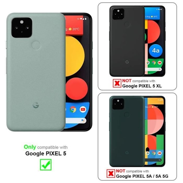 Coque - CADORABO - Google PIXEL 5 - BLÅ SVART - Syntetiskt läder - Magnetisk stängning MÖRKBLÅ