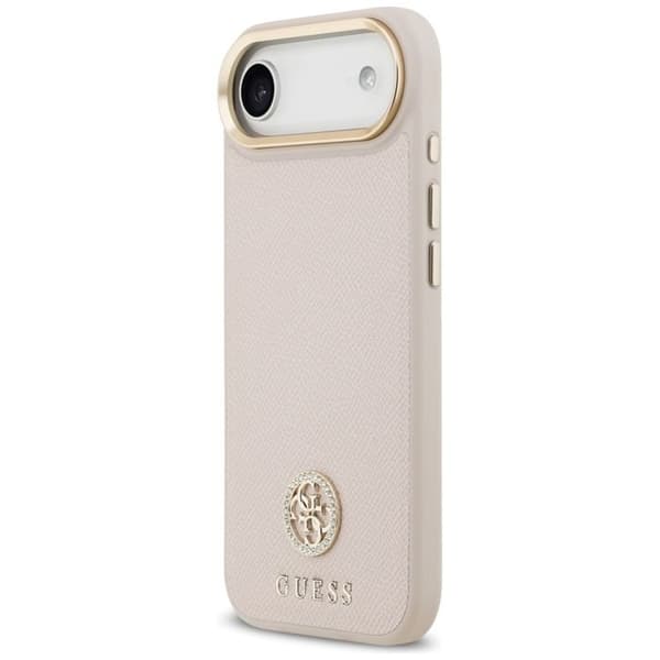 Coque Guess Grained Strass Logo MagSafe för iPhone Air - Rosa Rosa