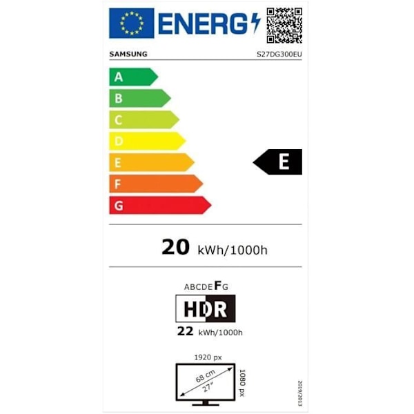 PC-skärm - SAMSUNG - ODYSSEY G3 G30D - 27" FHD - VA-panel - 180Hz - 1ms - Pivot/Justerbar - 1 DP - Svart