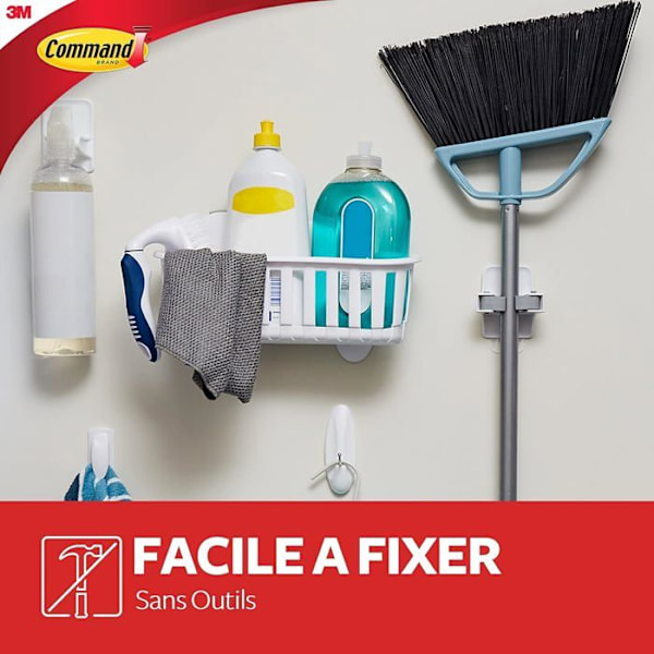 Panier för verktyg Command - GP007-2 - Broomhållare, 2 Krokar, 6 Flikar/Förpackning
