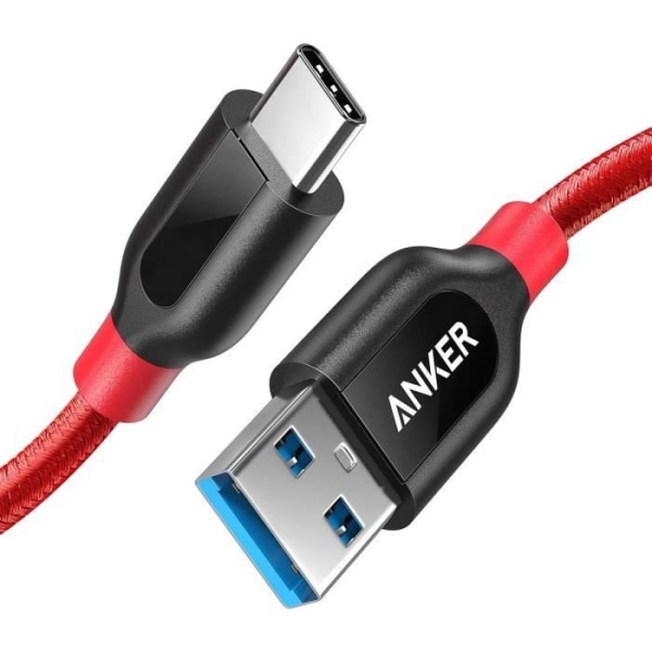 Anker USB C Powerline+ USB Typ C-kabel 90 cm flätad nylon till USB 3.0 Extra stark för USB C-enheter