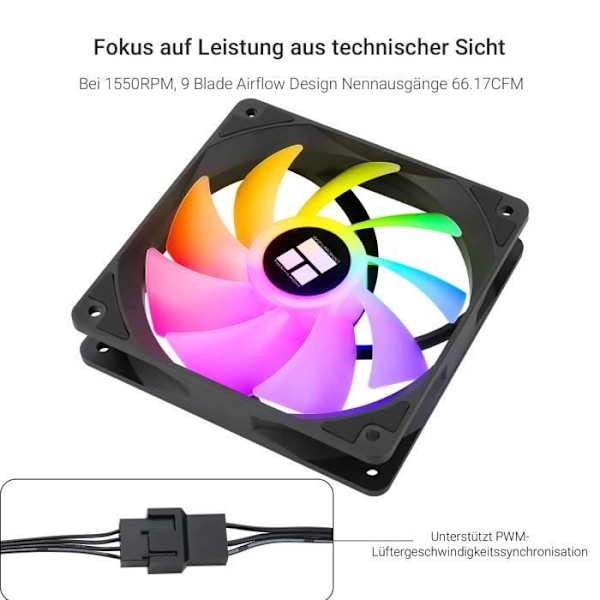CPU-fläkt - Thermalright - TL-C12C-S X3 - 120 mm - ARGB - 1550 varv/min - 25,6 dBA