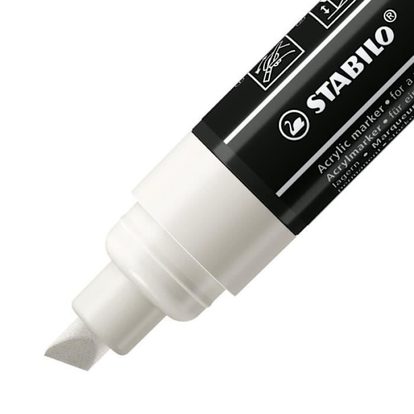 Akrylmarkörer - STABILO - GRATIS - Bred spets 4-10 mm - Paket med 5 - Vit Vit