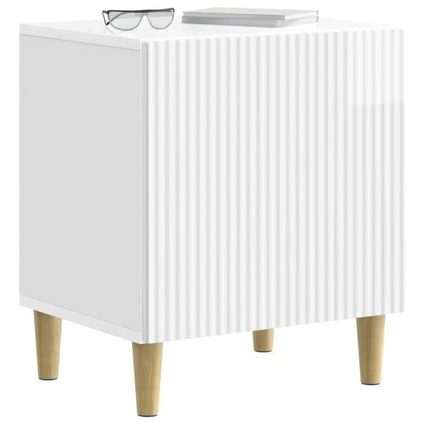 vidaXL Sängbord Vit glansig 43 x 34,5 x 50 cm 894573