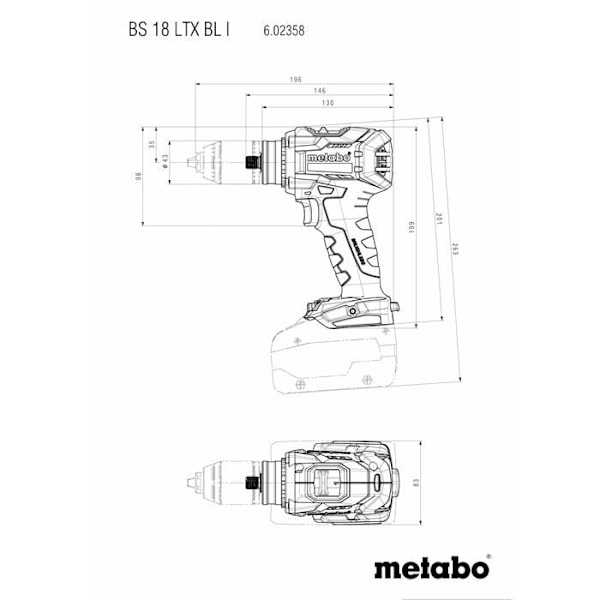 Batteridriven borrskruvdragare - Metabo - BS 18 LTX BL I - Batteri 5 Ah - 18 V - Chuck 13 mm