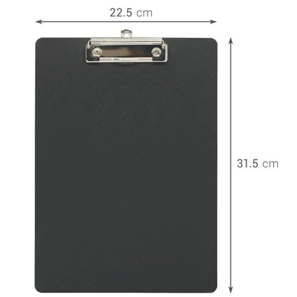 Porte Block med Klammer A4 - WAYTEX - Svart - Polypropylen 2mm - Metallklämma - Kapacitet 100 Ark Svart