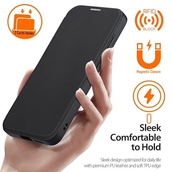 Coque Samsung S25+ DUX DUCIS, PU-läder, Stöd 135°, MagSafe® Laddning, Elegant Design Svart