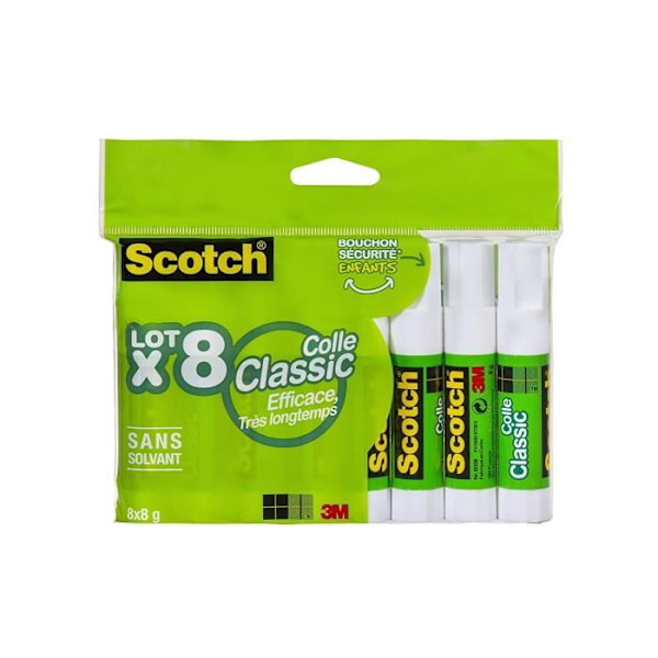 Limstift - SCOTCH - Förpackning om 8 - 8 g - Multipurpose lim - Idealisk för gör-det-själv