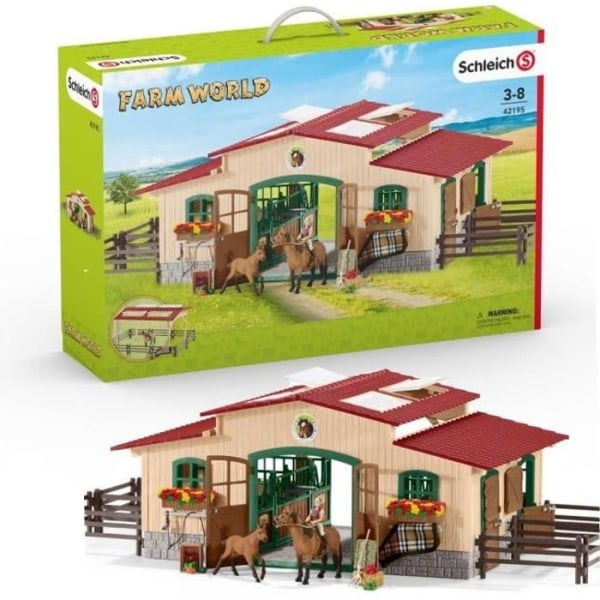 SCHLEICH - Stall med hästar - 42195 - Farm World range - Blandat - Barn - Box Flerfärgad