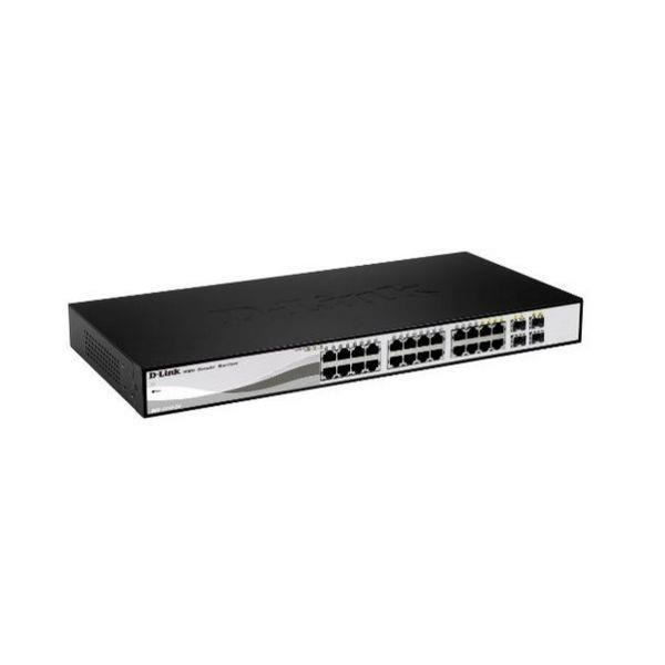 D-LINK DGS-1210-26 Smart+ Switch - Intelligent - 24 x 10/100/1000 + 2 x Gigabit SFP - Desktop, Rackmonterbar