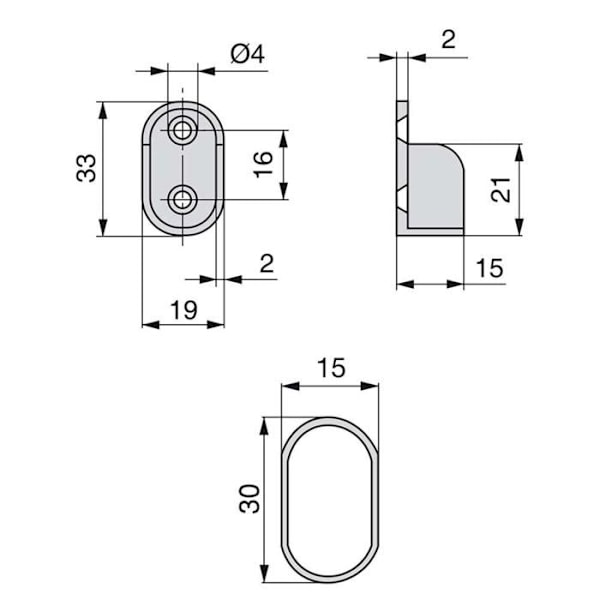 Rails för skåp - Emuca - Paket med 2 - 30x15mm - Stål och Zamak - Förkromad 0,95m Krom