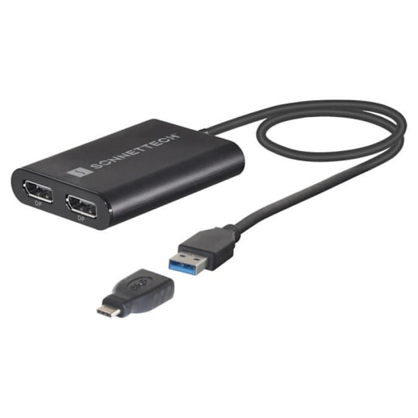 DisplayLink USB till Dual DisplayPort 1.2 4K-adapter - Sonnet USB3-DDP4K Svart