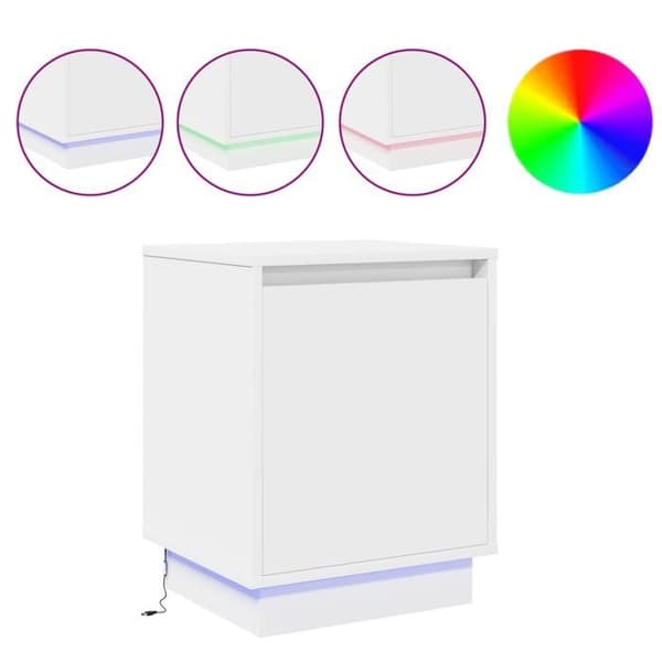 Sängbord med LED-lampor 2 st Vit 39x34,5x50 cm
