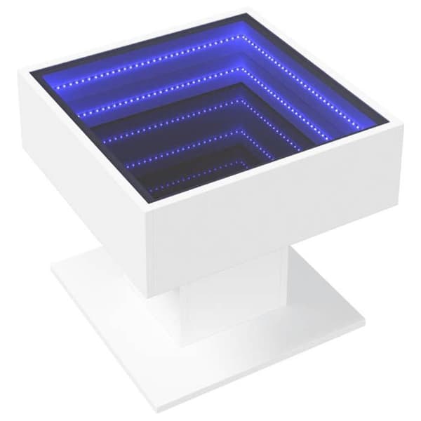 vidaXL Låg bord med LED vit 50x50x45 cm träfiber