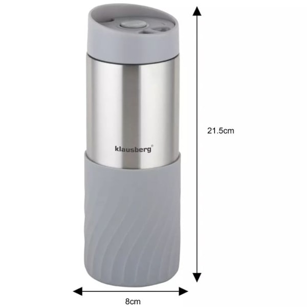Muggtermos - KLAUSBERG - KB-7634 - 400 ml - Rostfritt stål - Dubbelvägg Grå med silverelementer