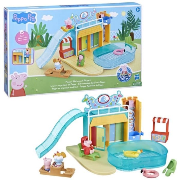 Peppa Pig box set Peppas vattenpark med 2 figurer och 15 tillbehör för barn från 3 år och uppåt