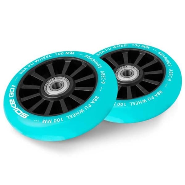Scooterhjul - Soke - 100 mm - Turkos - 2 stycken - ABEC 9 - Hårdhet 88A - PU - För hårda ytor