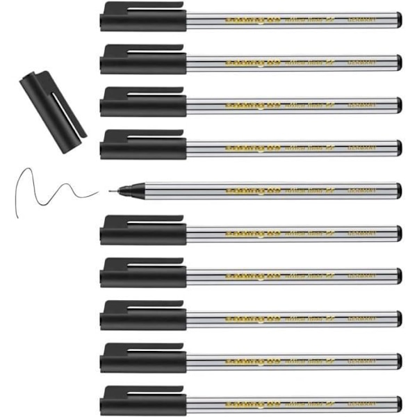 Förpackning med 10 Office Liner 89 Pennor Extra Fin Svart Spets 0,3 mm