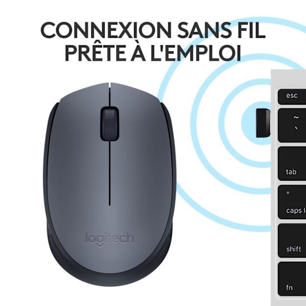 Mus - Trådlös - Logitech - M170 - Ambidextrous - Grå Grå