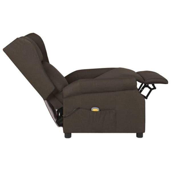 Mörkbrun massagefåtölj i tyg