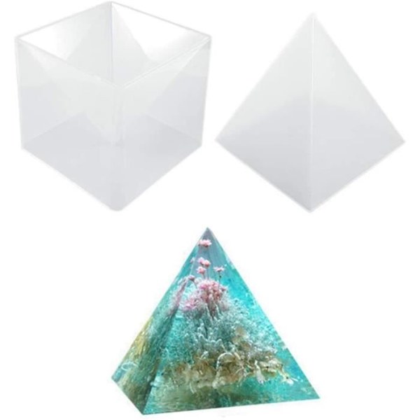 Pyramid Silikonform - Transparent Epoxi Stor plastram Pyramidform för gör-det-själv-hartshantverk som visat
