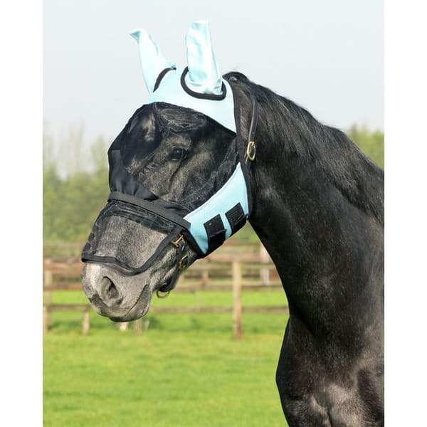 Flugmask för häst QHP - Ljusblå - Blå - Mini Shetland Ljusblå