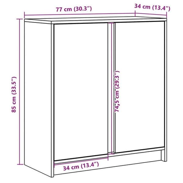 vidaXL Buffé med LED vit 77x34x85 cm ingenjörsträ, förvaringsmöbel, köksförvaringsmöbel, möbel 852131