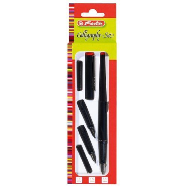 Kalligrafi set - Herlitz - 8623001 - 5 delar - Reservoarpenna - Svart färg Svart