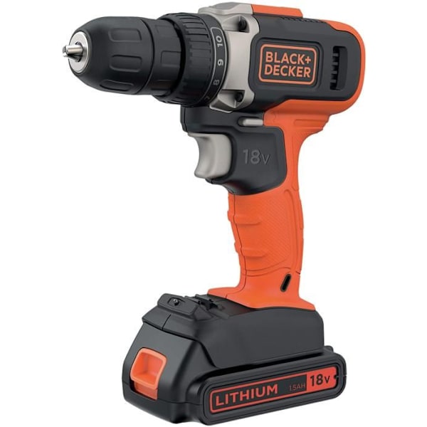 Batteridriven Borrskruvdragare - BLACK+DECKER - BCD002ME2K-QW - 38 Nm - 1400 varv/min - 2 Batterier