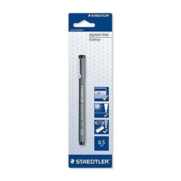 Fineliner - Staedtler - Pigment Liner - 0,5 mm - svart - Paket med 1 styck svart