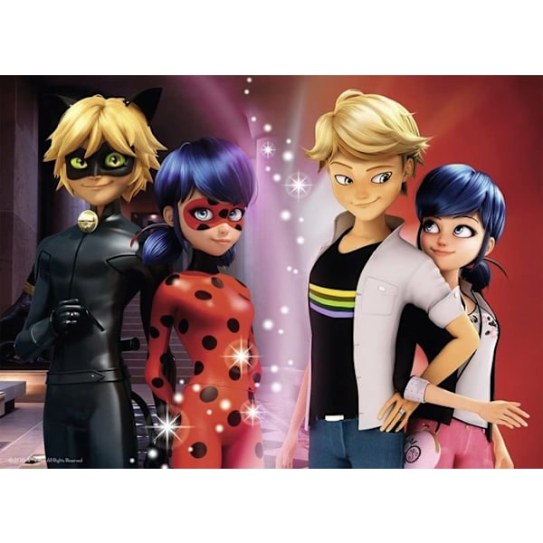 100 bitars pussel Miraculous Adrien och Marinette - Nathan - Med bitsorterare - Tecknade serier och serier Röd