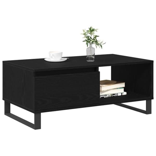 Svart trä soffbord 90x50x36,5 cm Ingenjörsträ