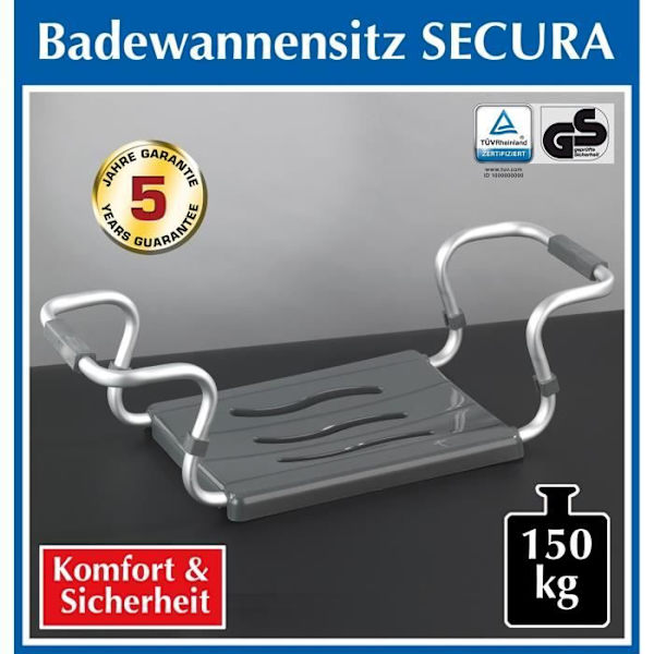 WENKO Badsits, badsits vuxna, äldre, justerbar längd, lastkapacitet 120 kg, aluminium-plast Pengar