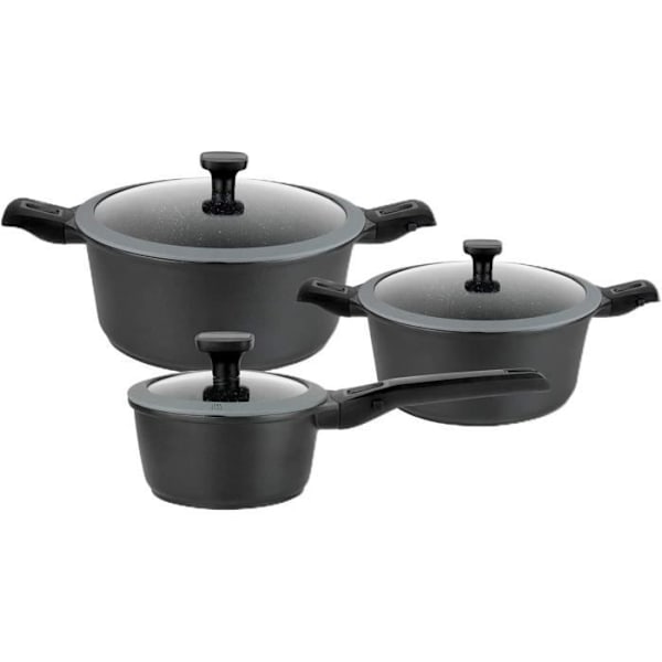 GSW 167772 Easy Click kökskärl 6 delar i aluminium svart Svart