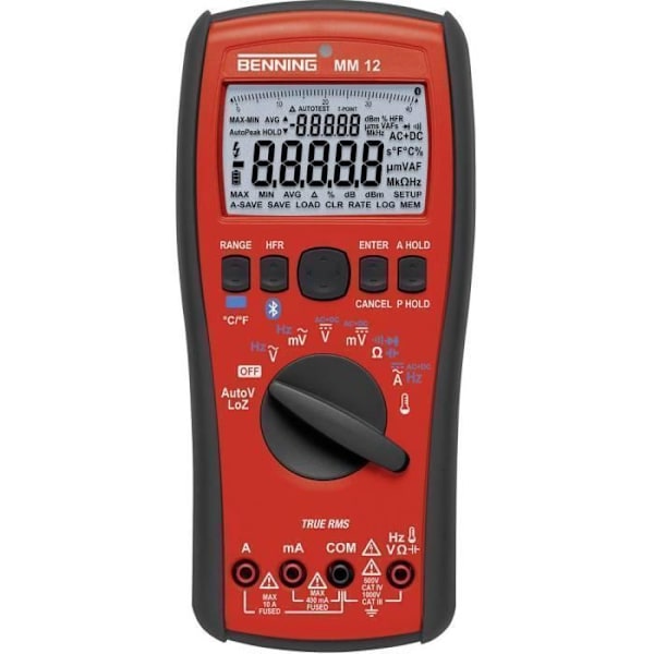 Benning MM 12 Multimeter 044088 Digital ISO Kalibreringsdatalogger CAT IV 600 V, CAT III 1000 V Display